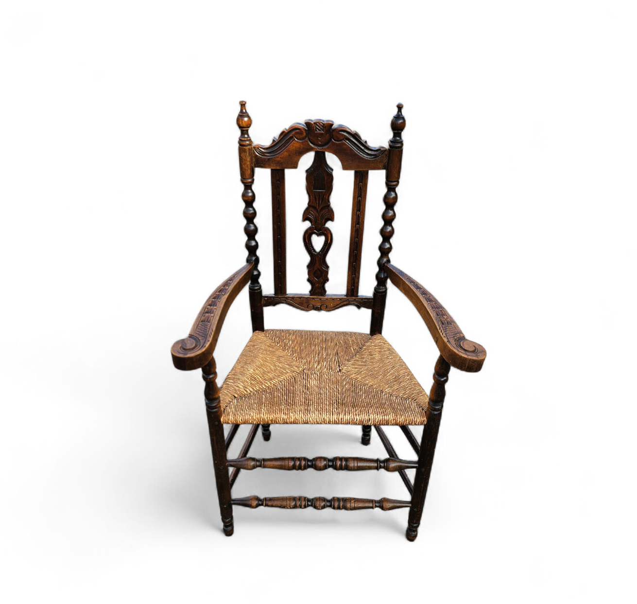 8 ( 2 X Armrest ) X Ornate Wood / Bobbin / Wicker Dining Chair / Studded Chairs image 11