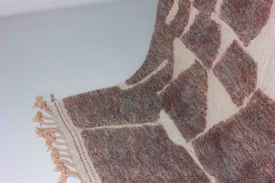 Handgeknoopt Hoogpolig Mid-Century Vintage Wollen Vloerkleed image 7