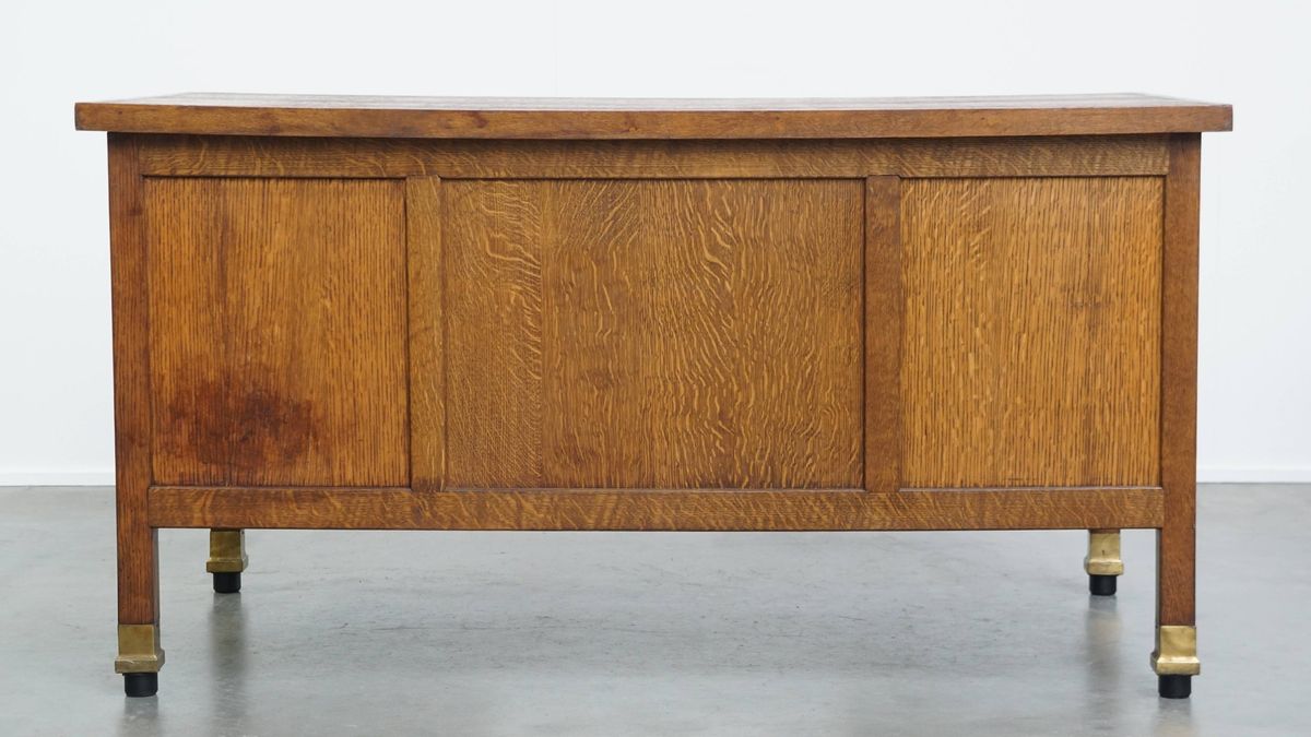 Antiek Art Deco Bureau Uit Begin 20e Eeuw Gemaakt Van Eikenhout In Amsterdamse School Stijl image 4