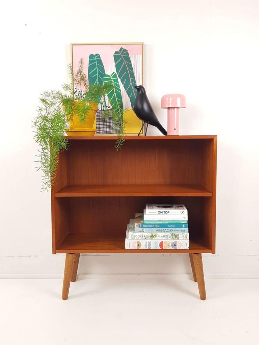 Vintage Deens Vierkant Boeken Kastje | Keuken Kast Klein image 2