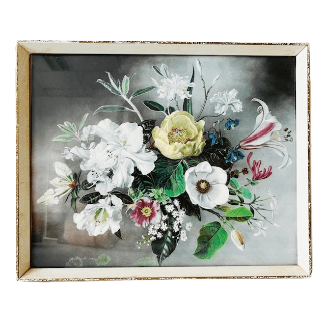 Vintage Lijstje Met Bloemen Lithografie 1950’s image 2