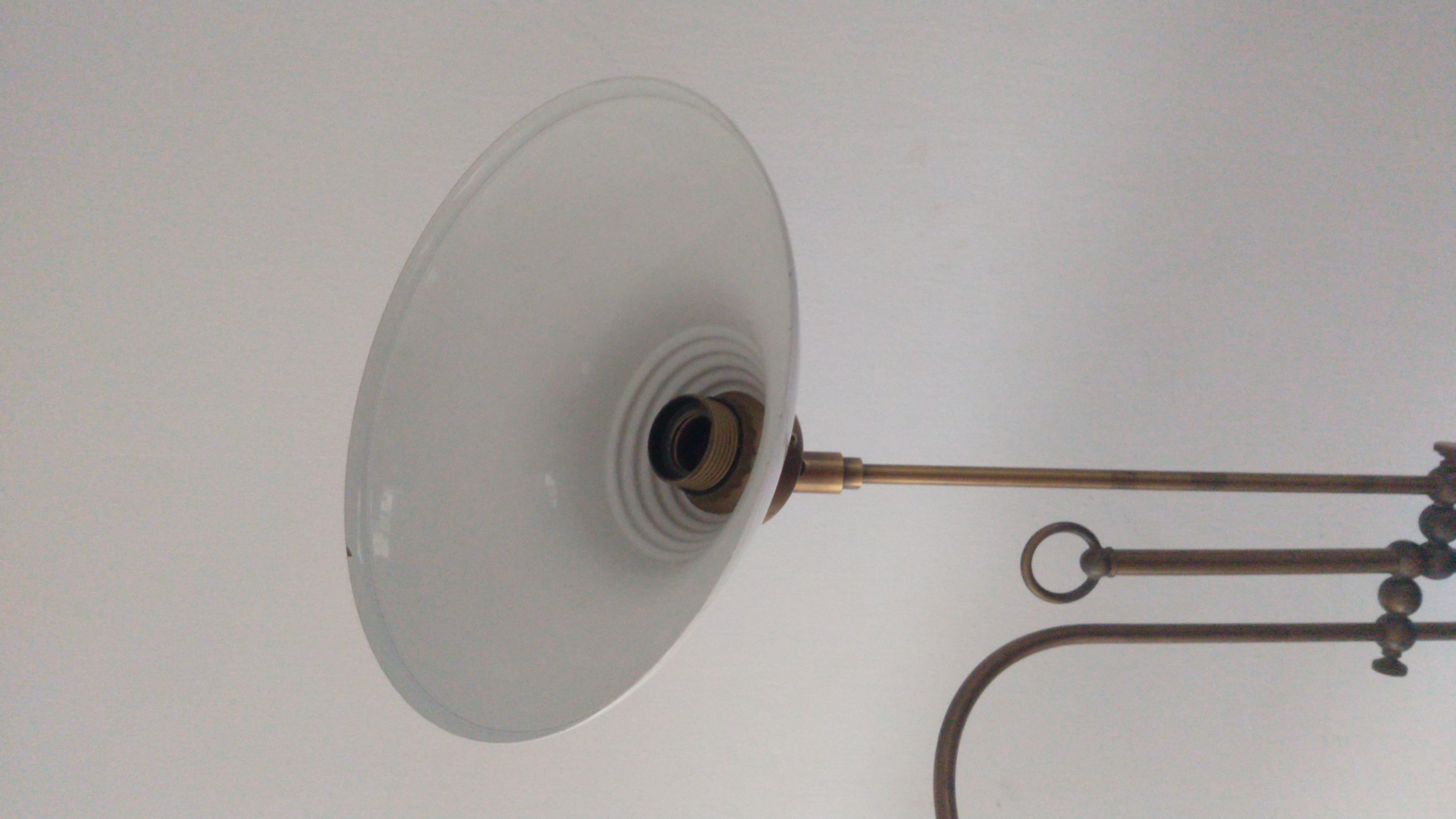 Vintage Messing Vloerlamp Met Metalen Emaille Kappen image 11