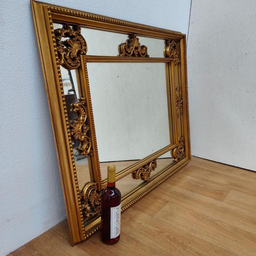 Grote Vintage Goudkleurige Spiegel, Schouwspiegel Badkamerspiegel 103 image 3