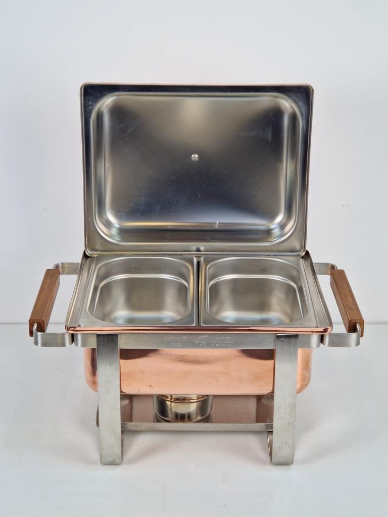 Vintage Spring Swiss Rechaud Koper Rvs Chafing Dish Compleet image 7