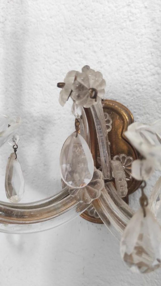 Vintage Brocante Wandlamp Met Glazen Pegels image 9