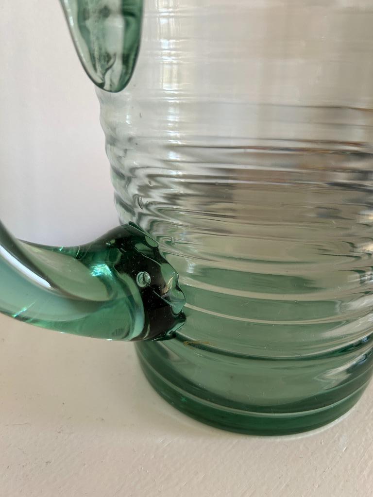 Grote Vintage Glazen Kan Met Ribbels Mondgeblazen image 4