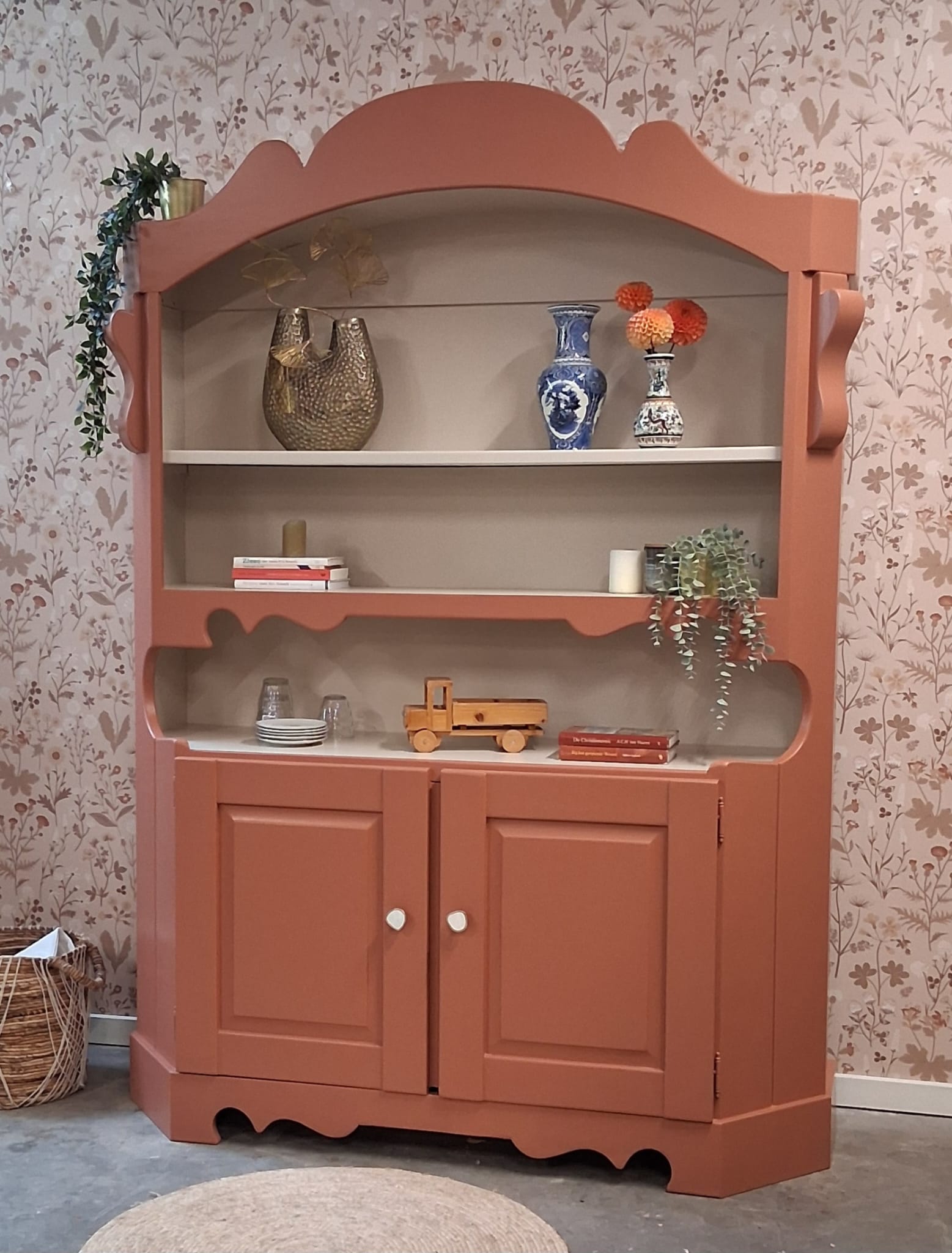 Vintage Retro Buffetkast Zachte Terracotta Kleur image 7