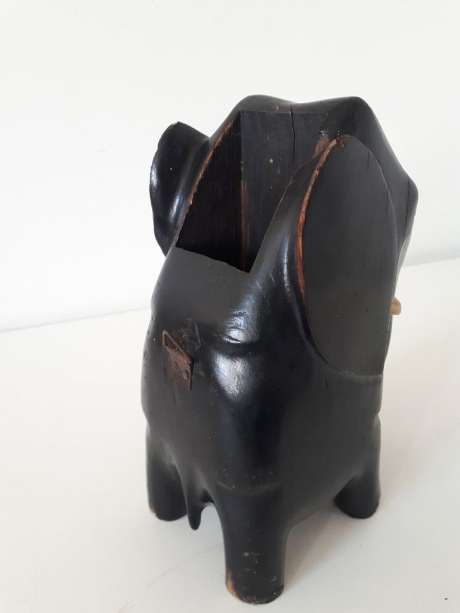 Antieke Houten Olifant Hangpot Hangbakje image 4