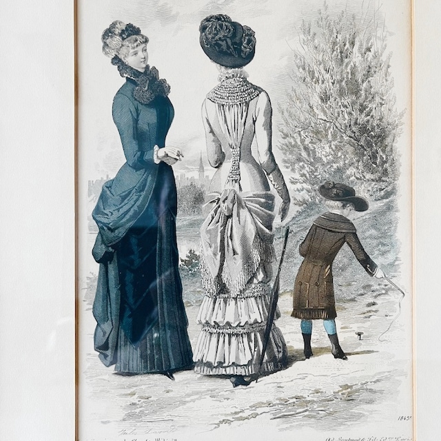 Antieke Ingelijste Franse Modeprent 1845 image 5