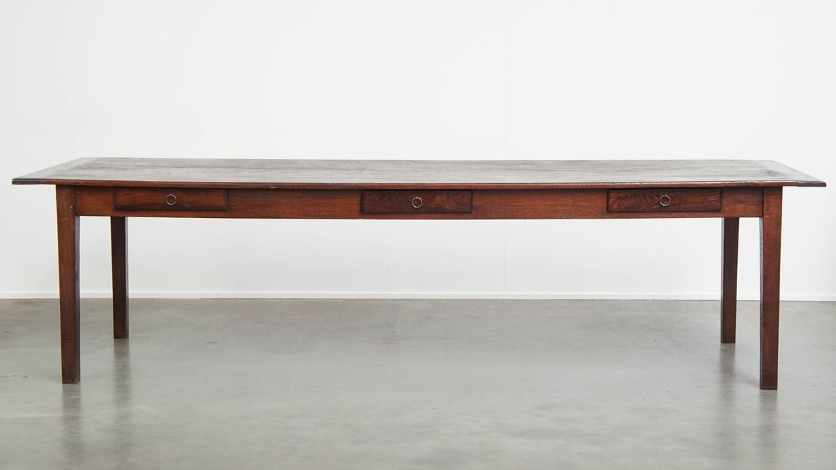 Zeer Charmante En Grote Antieke Franse Boeren Xxl Eettafel Met Een Mooi Patina image 2