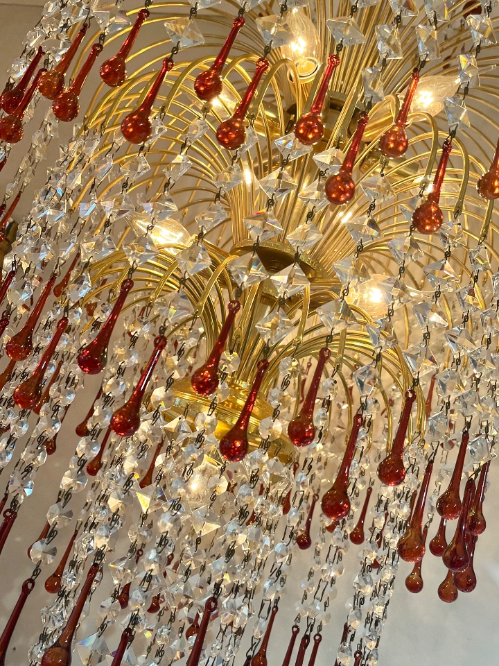 Xxl Murano Teardrop Kroonluchter Hanglamp Vintage Goud Frame image 20