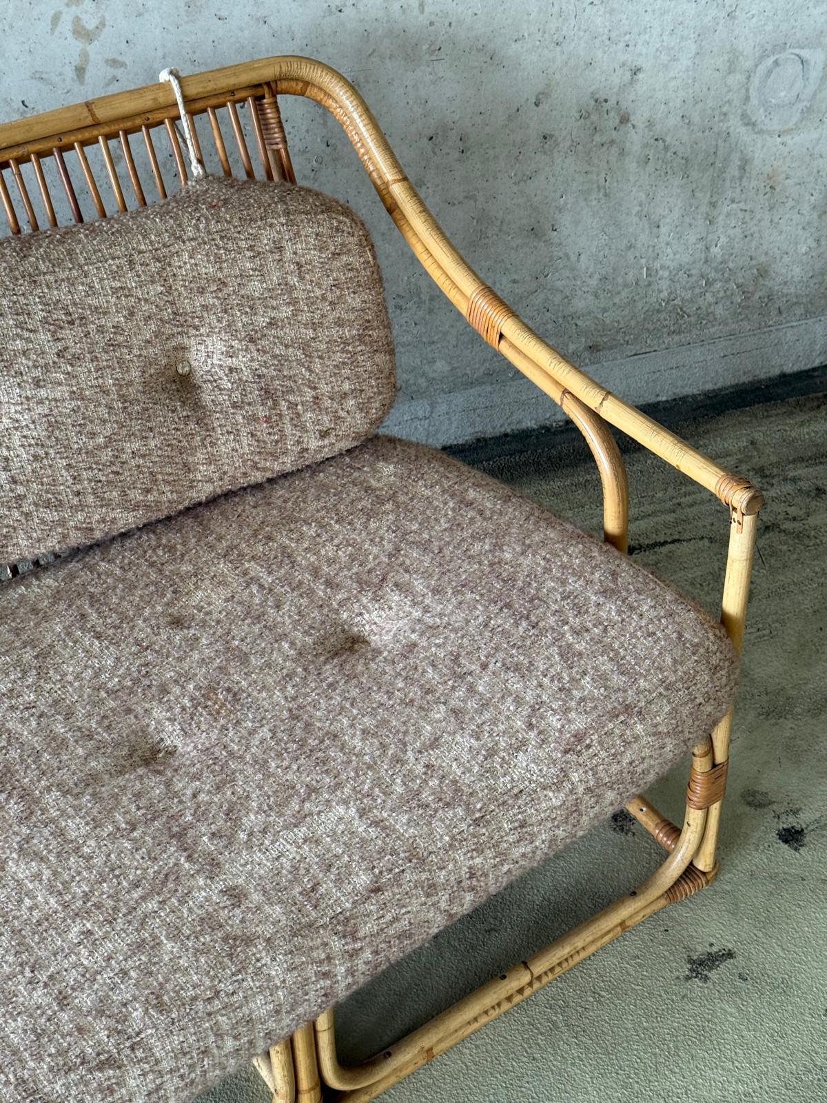 Mid Century Boho Bamboe 3-zits Bank / Sofa image 6
