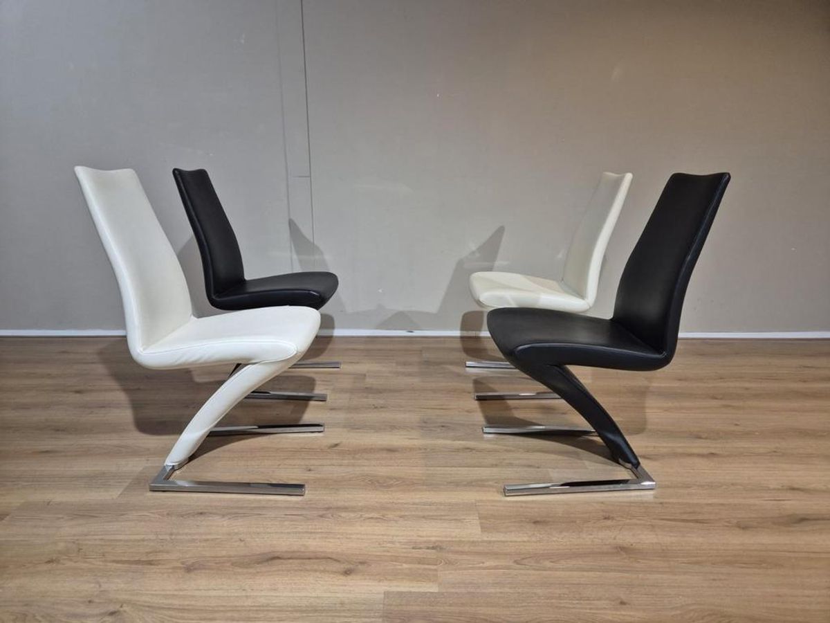 4x Rolf Benz 7800 - Eetkamerstoelen - Nieuwstaat - Zwart-wit image 11