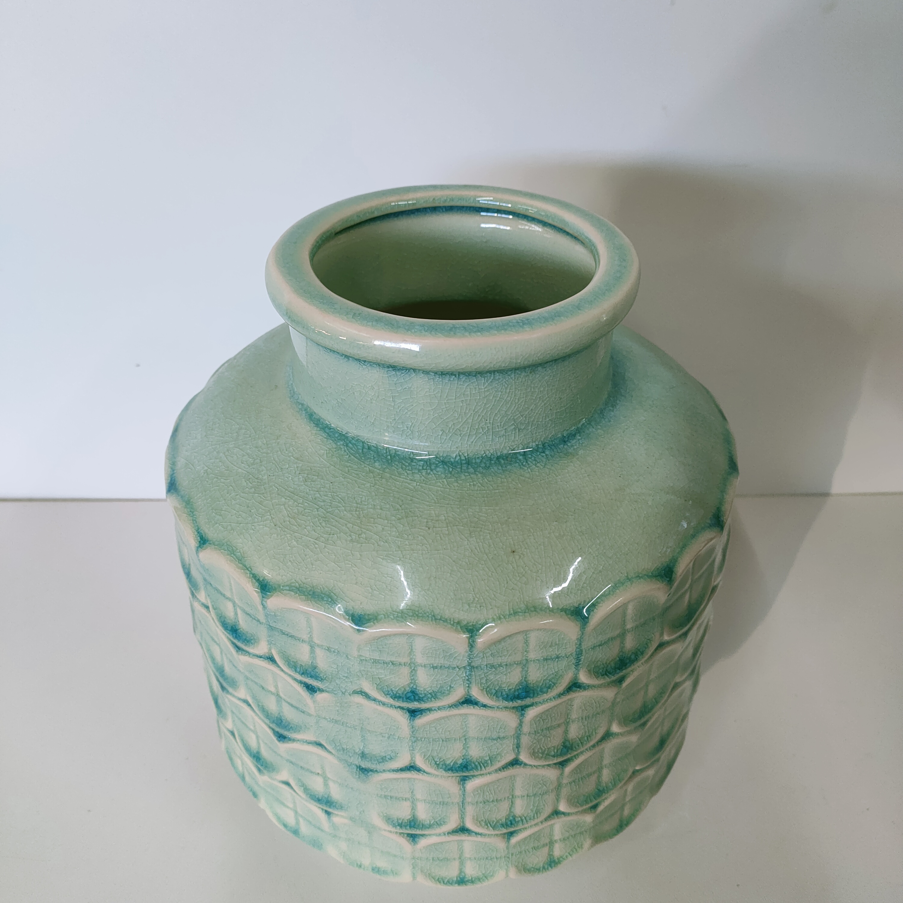 Bloempot Turquoise Wit Schelpenmotief image 5