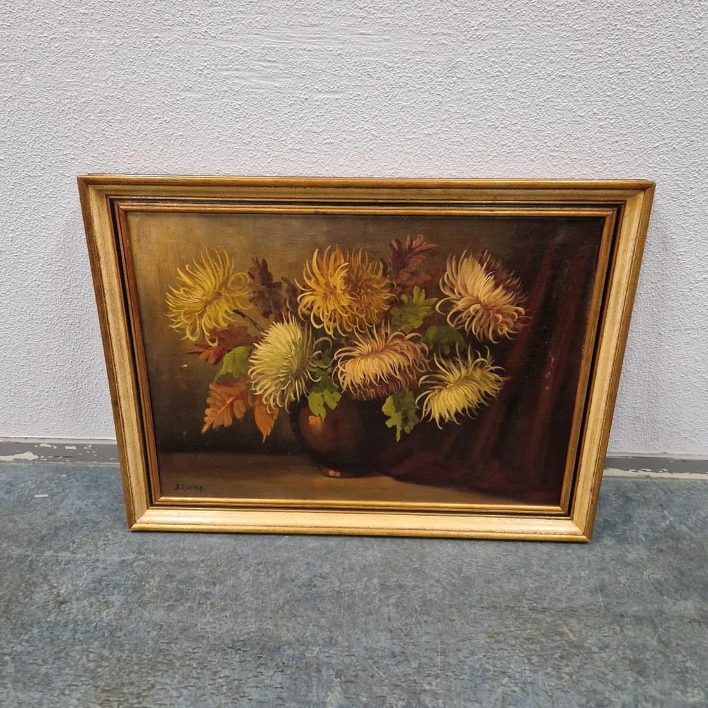Olieverf Op Doek B Sluiter Schilderij Chrysanten Op Vaas image 12