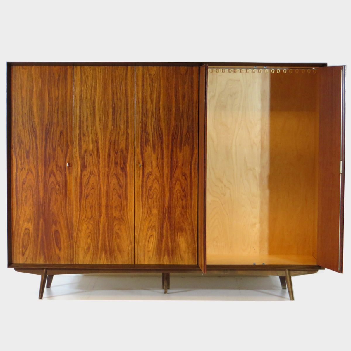 Grote Vintage 5-deurs Kledingkast In Palissander, 1960s image 4