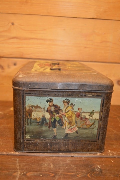 Antieke Lithografische Trommel Met Winterse Taferelen – Wed. J. Bekkers Dordrecht – Lunchtrommel image 4