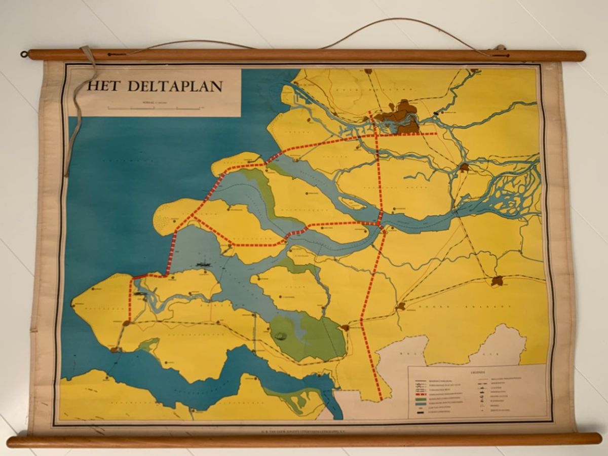 Schoolkaart Deltawerken 1960 Vintage Midcentury image 8