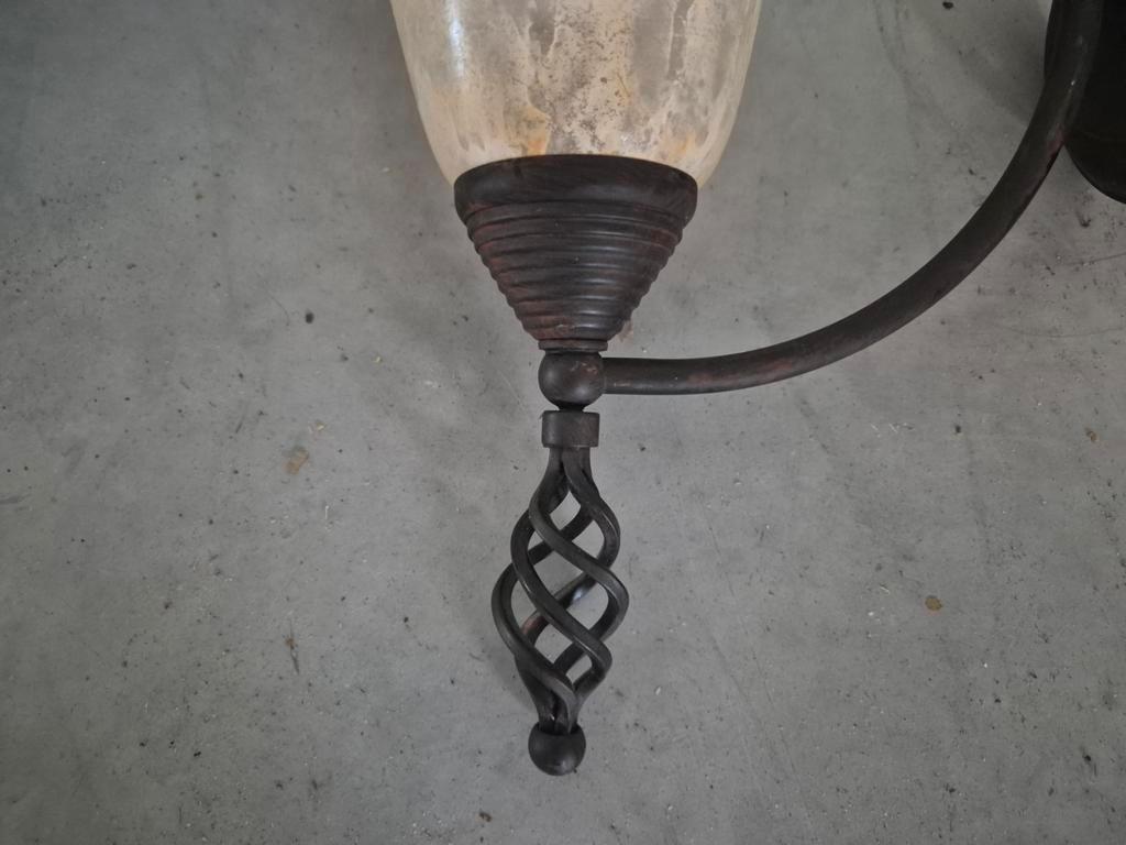 3 Vintage Wandlampen Met Gemarmerd Glas image 4