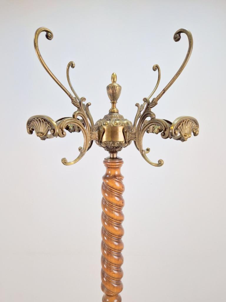 Regency Staande Kapstok Barley Twist Hout Messing Leeuwenkop image 5