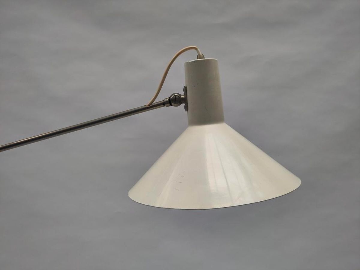 Vintage Staande Hengellamp Gepo Vloerlamp Wit Metaal Anvia image 4
