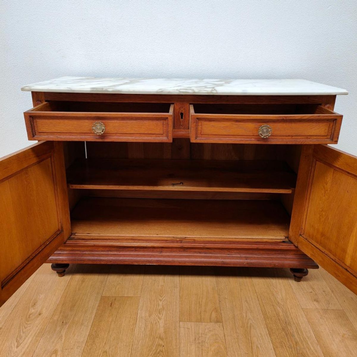 Vintage Antiek Dressoir Commode Ladekast Badkamermeubel Met Marmer Blad 707 image 3