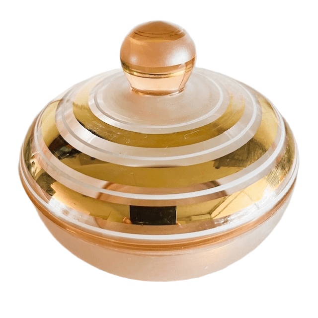 Art Deco Bonbonnière Roze Goud Glas Sieradendoosje 1950’s image 3