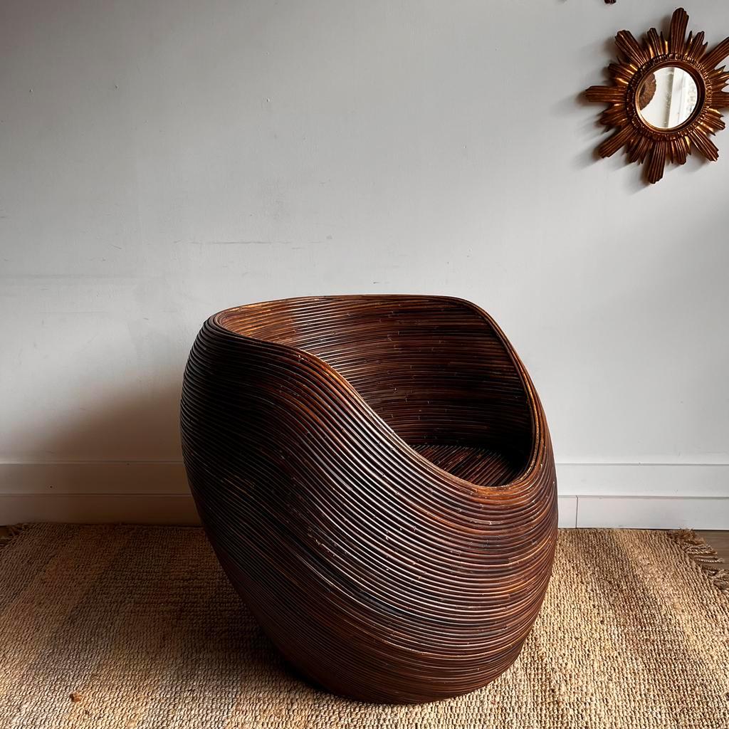 Gabriella Crespi Rotan Fauteuil Mid Century Vintage image 3