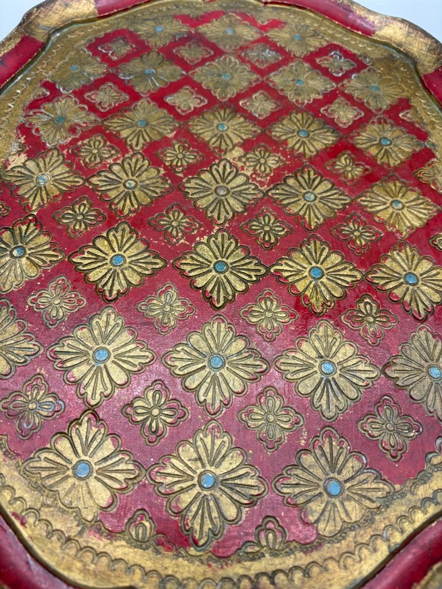 Florentijns Vintage Dienblad Rood/goud 60's image 7