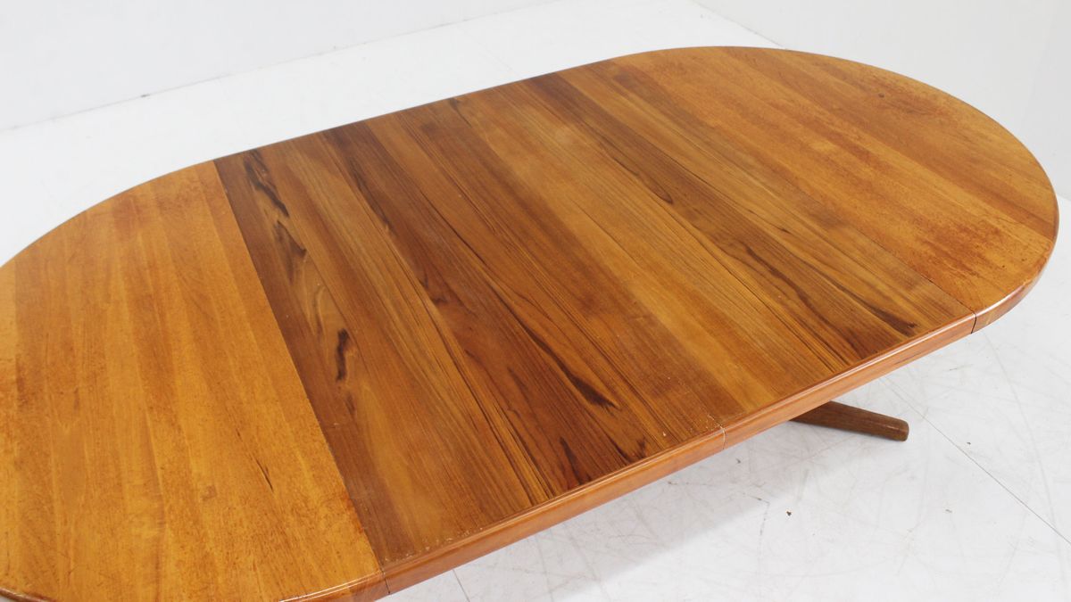 Vintage Deense Ronde Uitschuifbare Eettafel Tafel Massief Teak image 4