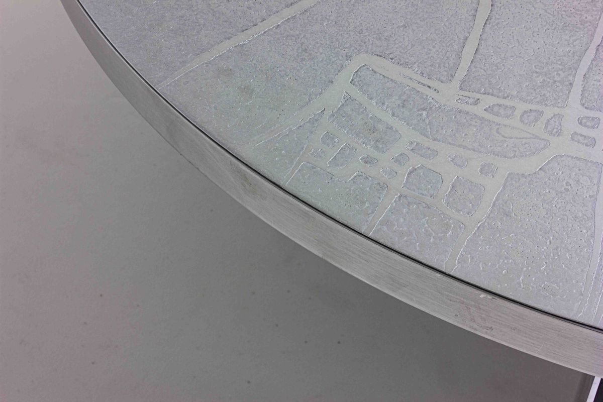 Brutalist Mid Century Chroom Geëtste Ronde Salontafel Door Lilienthal, 1960 image 9