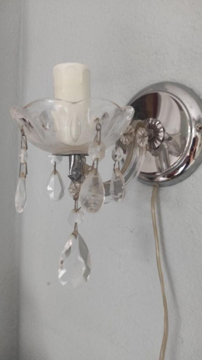 Vintage Brocante Wandlampje Met Glazen Pegels image 4