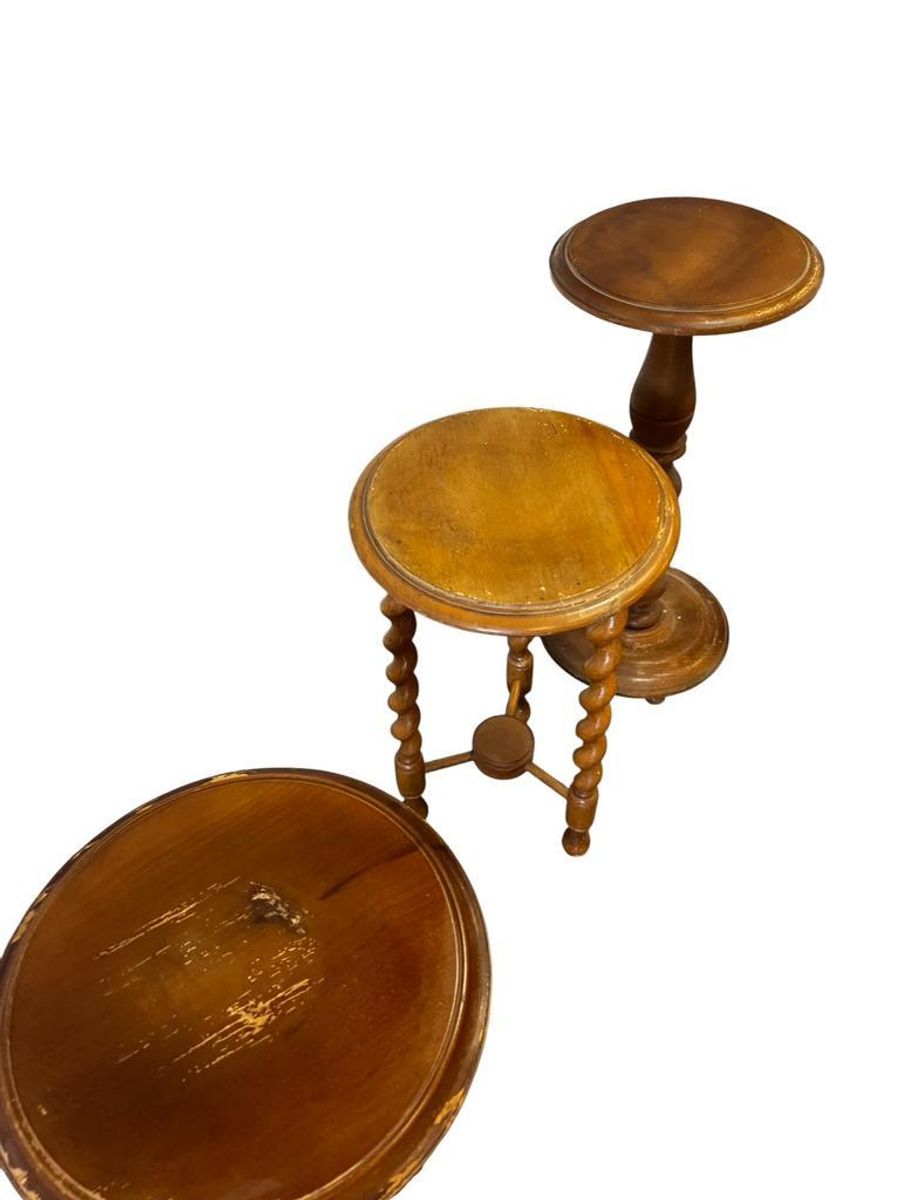 Vintage Ronde 'twisted' Bijzettafel / Plantentafel image 3