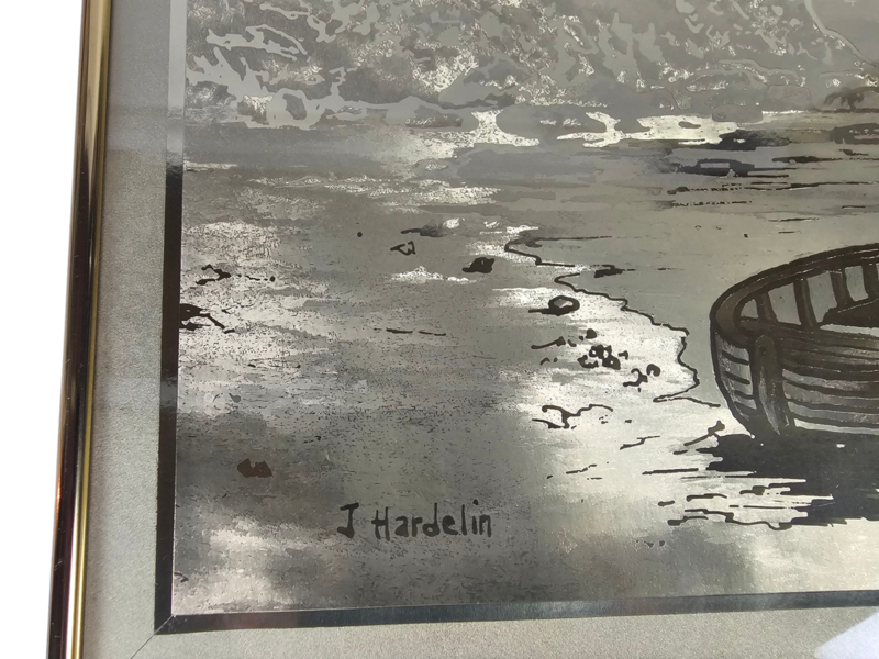 Jean Roy Hardelin - Goudfolie Afbeelding - Gesigneerd - Frankrijk - 1970's image 4