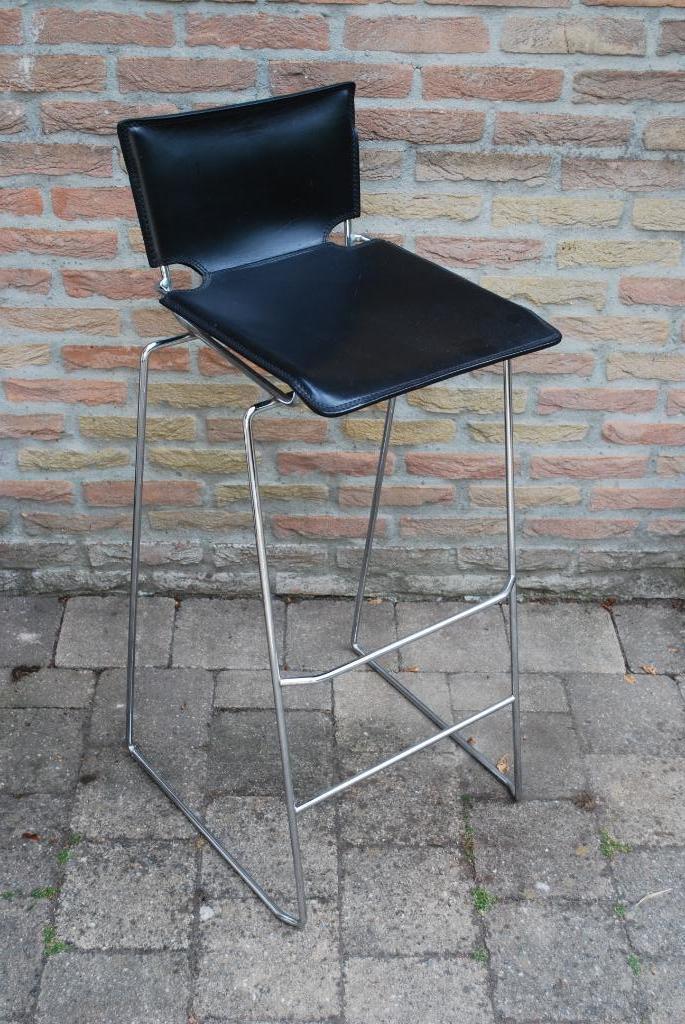 Design Barkruk Chrome En Zwart Leer image 5