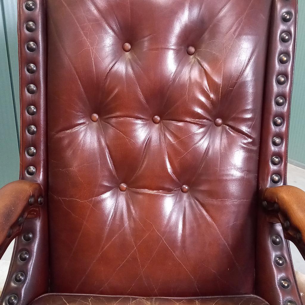 Bijzonder Stoere Vintage Bibliotheekfauteuil Met Studs image 10