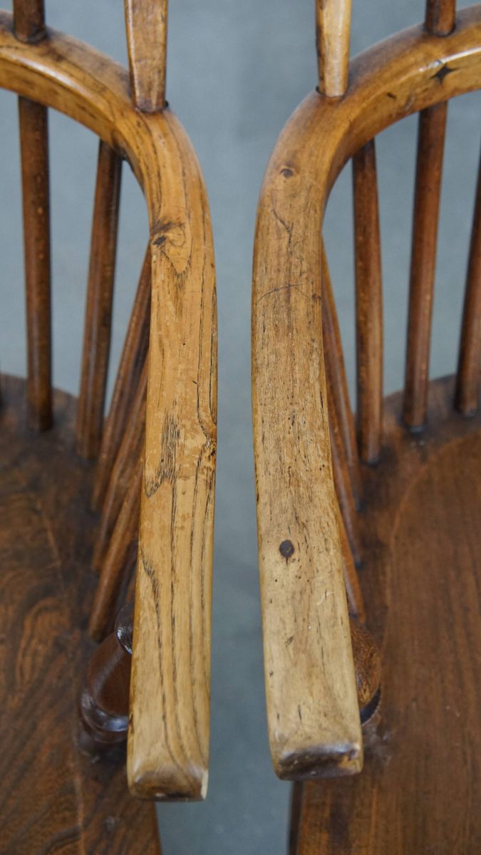 Geweldige Set Van 6 Antieke Engelse Windsor Stickback Chairs Uit De 19e Eeuw image 9
