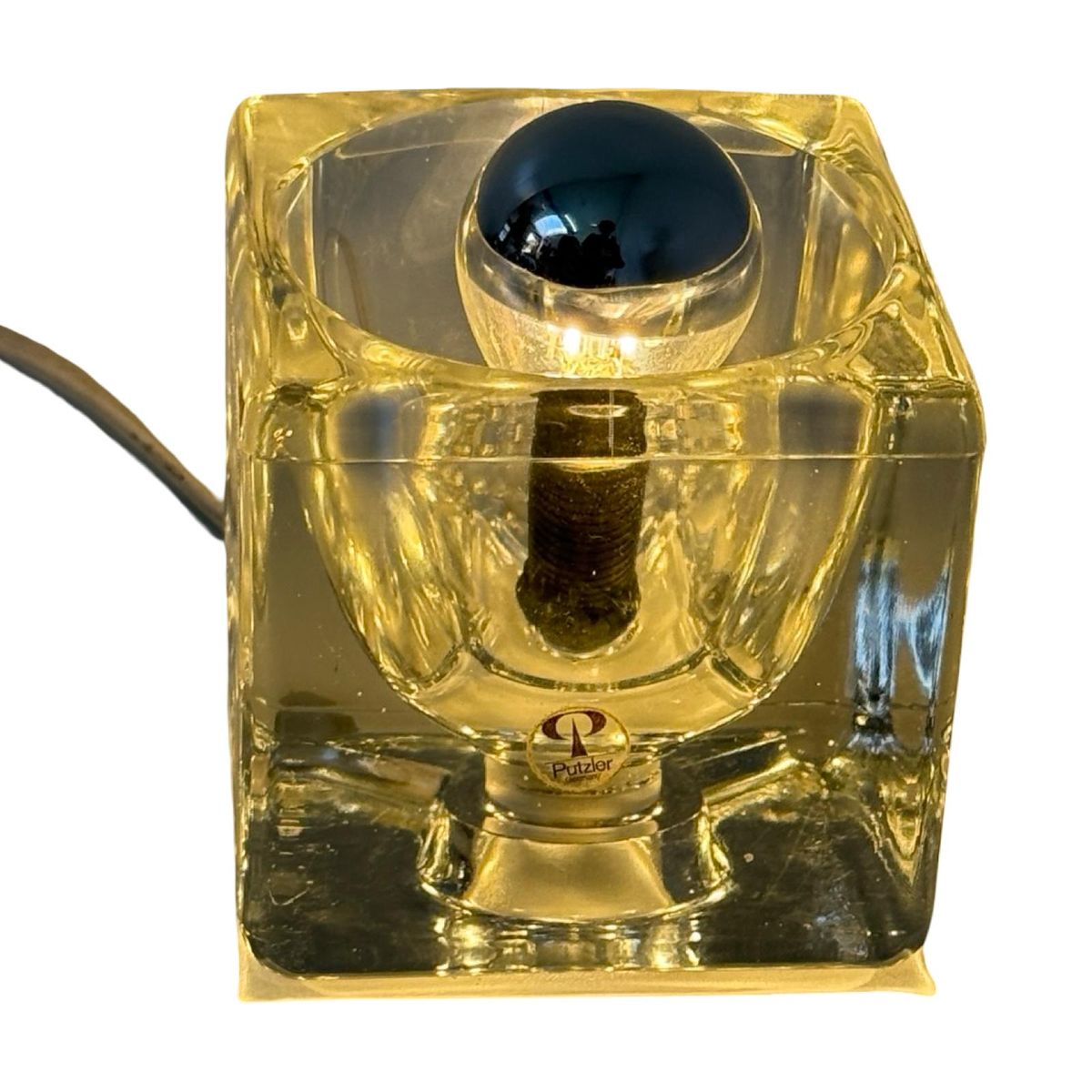 Peill & Putzler - Desk Lamp In Shape Of A Glass Cube - Space Age / (marked, Original Sticker) image 3