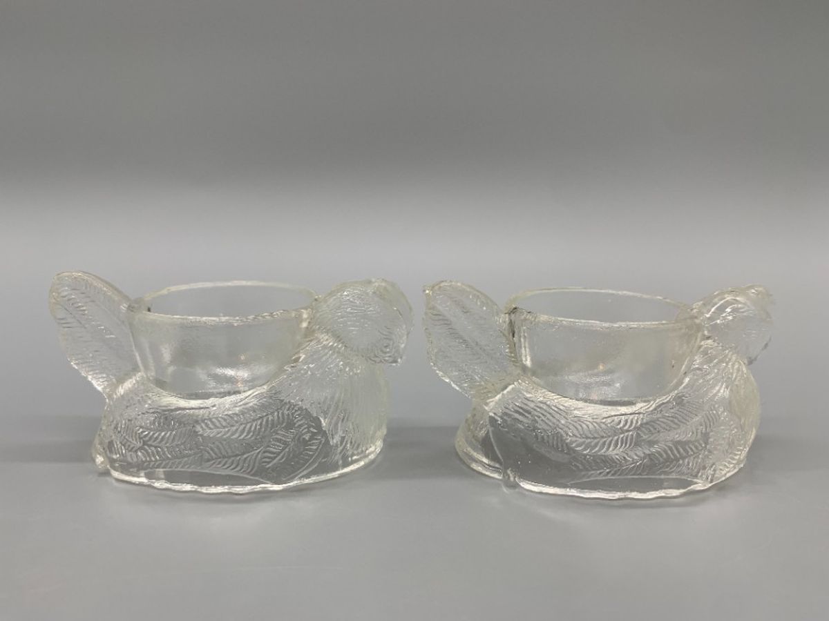 Set Vintage Persglas Eierdopjes Kip 2 Stuks image 6