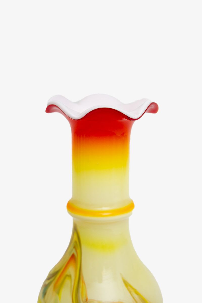 60’s Dalian Glass Co Murano Vaas Geel Oranje Aquarel image 2