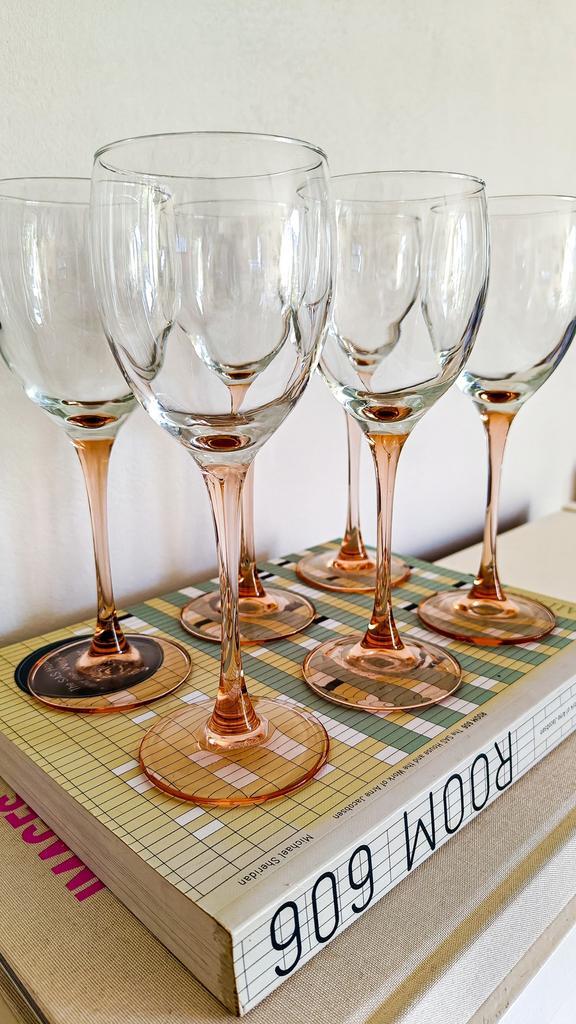 6X Wijn Glas Luminarc France Roze Steel image 2