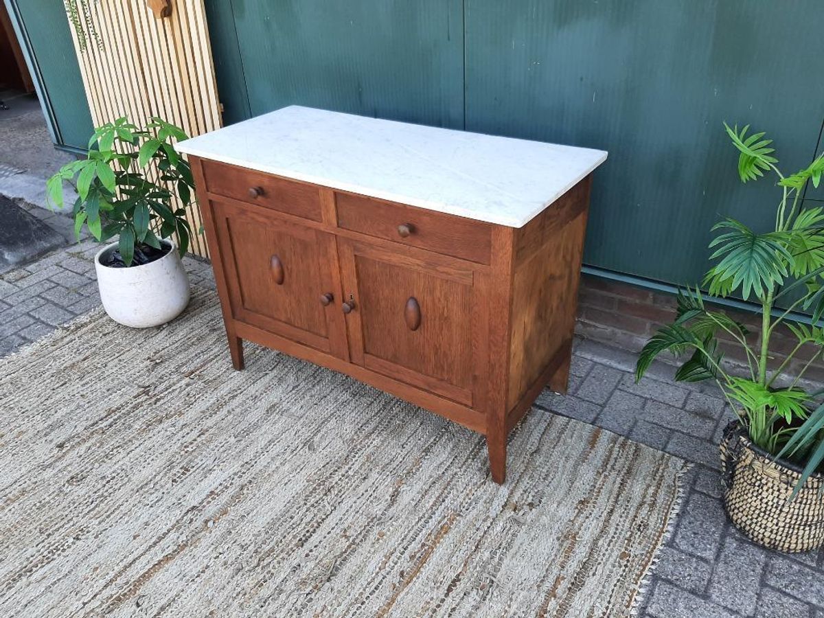 Art Deco Kastje Jr 20 Eiken Commode Wastafelkastje Dressoir image 6
