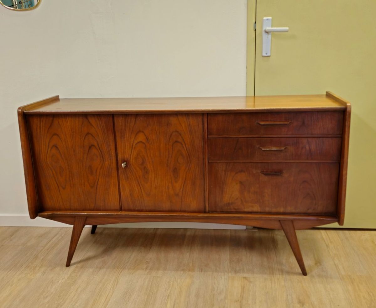 Vintage Teak Fineer Dressoir Lowboard Kast Kastje image 4