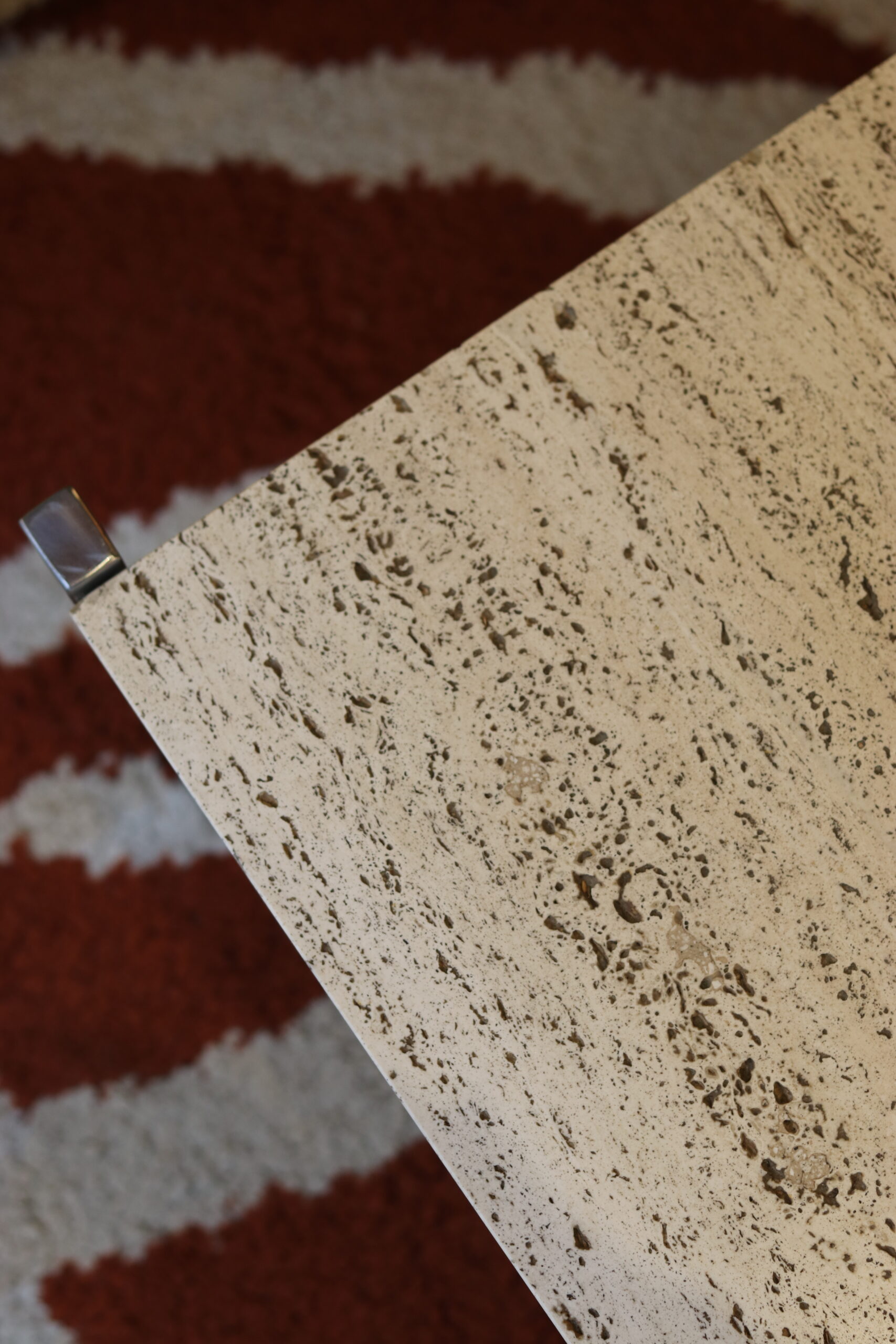 Salontafel Van Travertijn En Chroommetaal, 1970 image 10