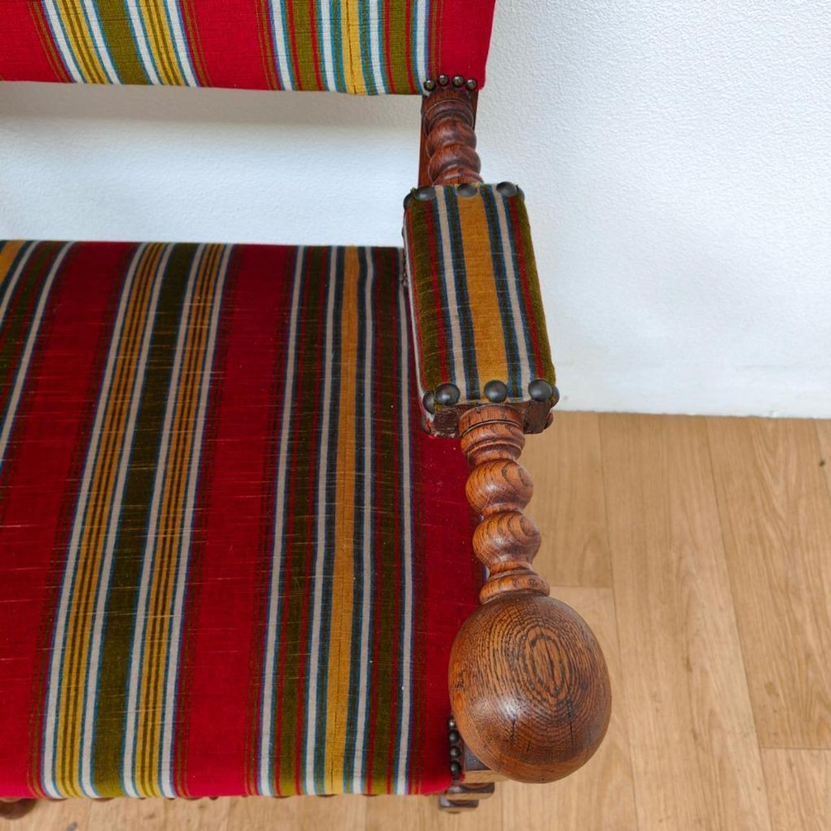 Antieke Vintage Franse Eikenhouten Bank, Halbank Eetkamerbank image 15