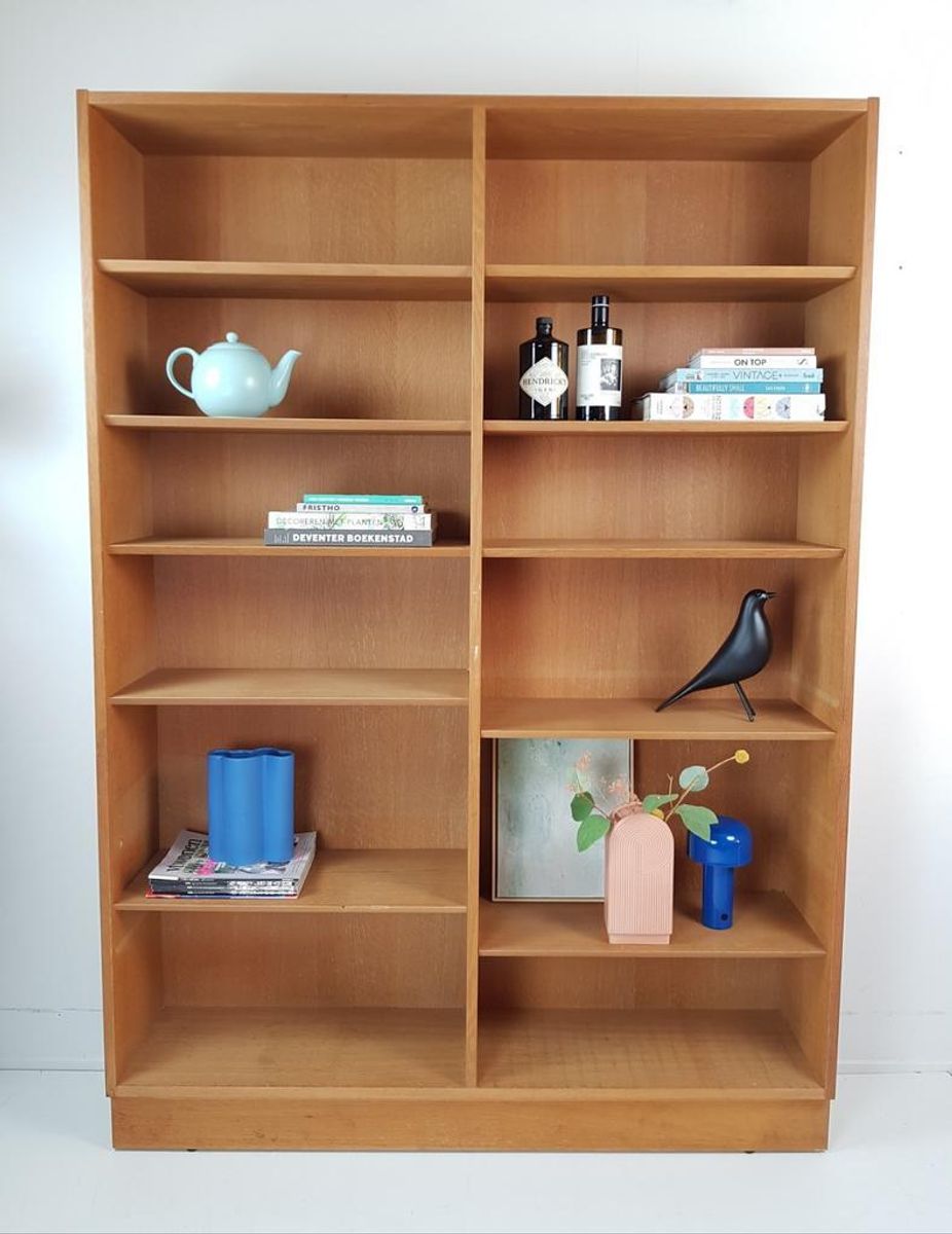 Vintage Grote Eiken Boekenkast Deens | Fineer Oak Danish image 9