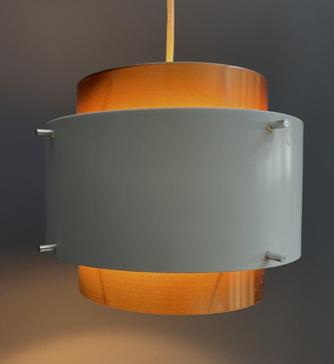 Metal, White And Brass Color Pendant Lamp By Veb 1960s image 12