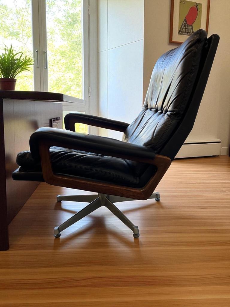 Vintage Zwart Lederen Fauteuil / Eenzit Andre Vandenbeuck image 4