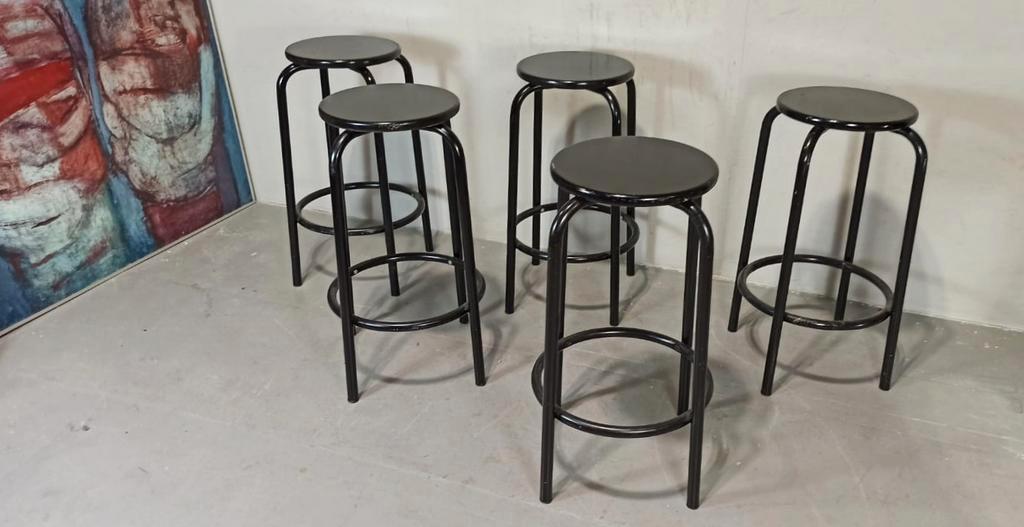 5 X Vintage Barkruk, Zwart, P/p/s image 11