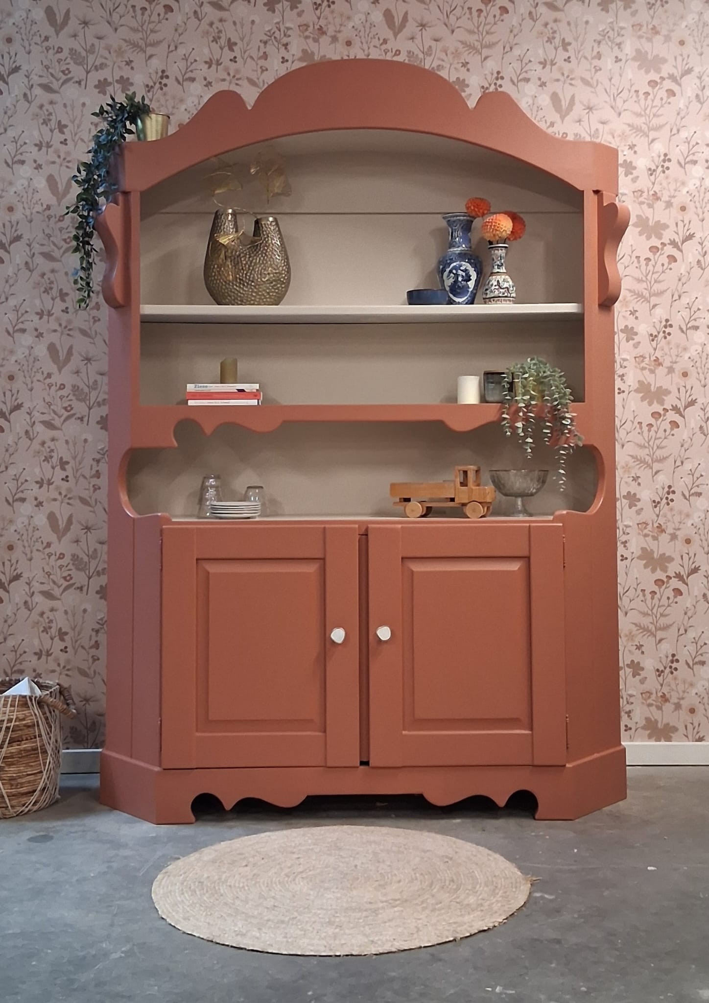 Vintage Retro Buffetkast Zachte Terracotta Kleur image 10